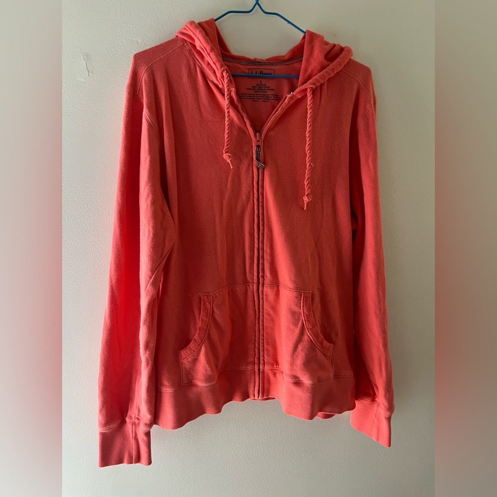 L.L. Bean Women's Vibrant Coral Zip-Up Hoodie